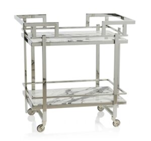 Imperial Statutario Marble Chrome Bar Cart