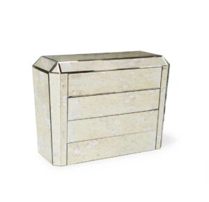Mirrored chest of drawers with modern design.