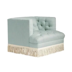 Fairlight Light Blue Linen Tufted Fringe Armchair