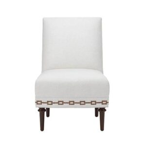 Arlo White Linen Brass Chair