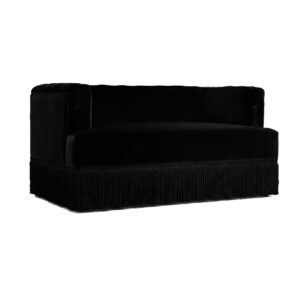 Baxter Black Velvet Fringe Sofa 150cm
