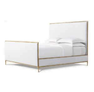 Harlow White Linen Brass King Bed