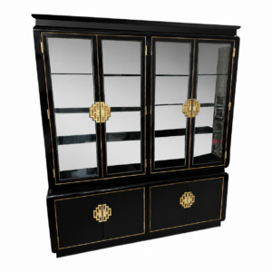 Padrino Black Lacquer Glass Brass Etagere