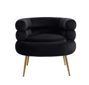 Jasper Black Velvet Brass Armchair