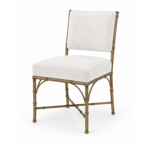 Victoria White Velvet Antique Brass Dining Chair