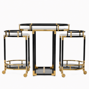 Dorchester Black Lucite Brass Bar Cart