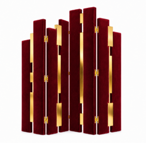 Empire Rouge Velvet Brass Dressing Screen