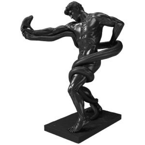 Nero Marble Male Athlete With Python Statue