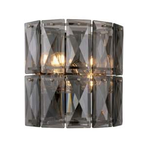 Radiance Smoked Crystal Nickel Wall Light