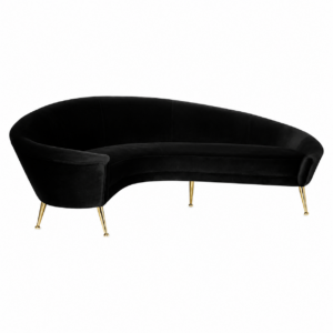 Monroe Black Velvet Brass Sofa