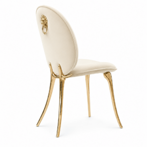 Soleil Cream Velvet Cast Brass Dining Chair