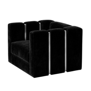 Virginia Black Velvet Nickel Armchair