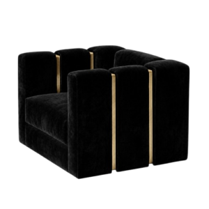 Virginia Black Velvet Brass Armchair