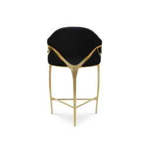 Chandra Black Velvet Brass Highback Counter Stool