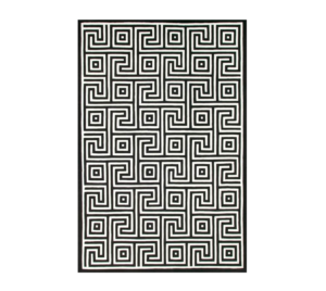 Labarynth Black White Wool Rug