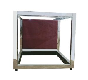 Designer Maroon Velvet Mirror Canopy King Bed