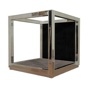 Designer Black Velvet Mirror Canopy King Bed