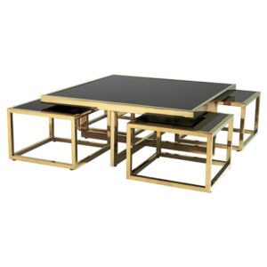 Missoni Gold Black Glass Coffee Table Set