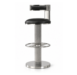 Regent Black Italian Leather Nickel Counter Stool