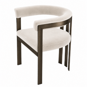 Club Ivory Boucle Bronze Dining Chair