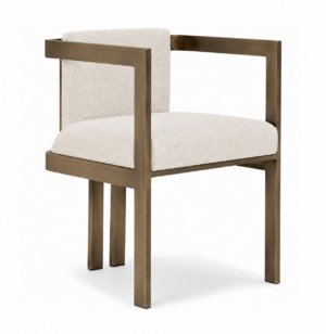 Kingpin Cream Linen Bronze Dining Chair