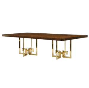 Gallery Greek Key Brushed Gold Oak Dining Table