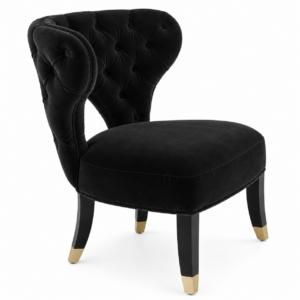 Yasmine Black Velvet Gold Accent Chair