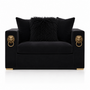 Pride Black Velvet Brass Sofa 110cm