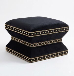 Lexington Black Velvet Brass Stool