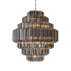 Luxor Smoked Glass Nickel Chandelier