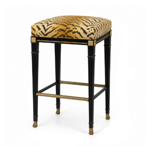 Draper Tiger Velvet Black Barstool