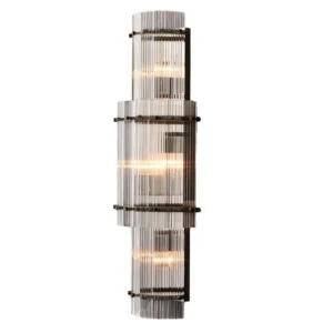 Linear Fluted Glass Bronze Large Wall Light
