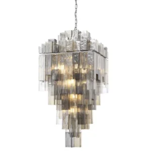 Balustrade Smoked Glass Nickel Chandelier