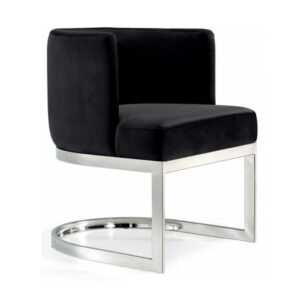 Roche Black Velvet Chrome Dining Chair