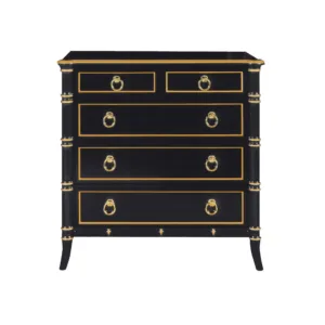 Brighton Black Lacquer Gold Chest Drawer - Avant Garde Furniture - Designer Furniture Store & Luxury Home Decor
