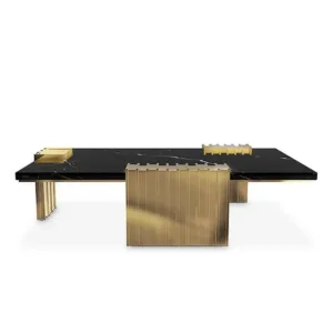 Dupont Black Marquina Gold Console - Avant Garde Furniture - Designer Furniture Store & Luxury Home Decor