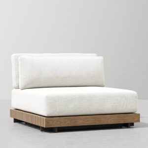 Teakwood Natural Teak White Outdoor Fabric Modular Sofa - Middle - Avant Garde Furniture - Designer Furniture Store & Luxury Home Decor