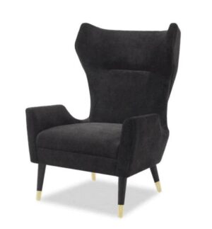 Vendome Black Velvet Gold Wing Chair - Avant Garde Furniture - Designer Furniture Store & Luxury Home Decor