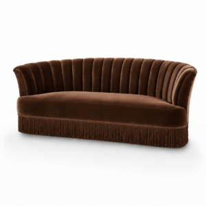 Seville Brown Velvet Fringe Sofa