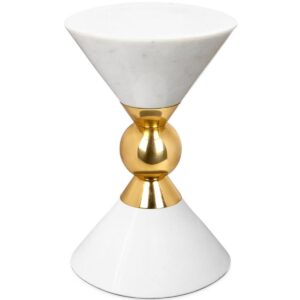 Delphi White Marble Brass Sidetable - Avant Garde Furniture - Designer Furniture Store & Luxury Home Decor