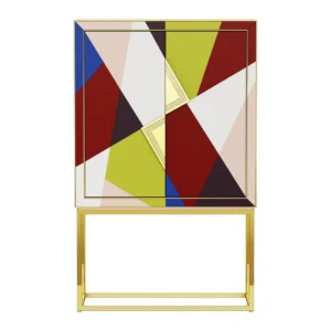 Tempo Muti-Colour Glass Gold Bar Cabinet