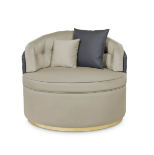 Otto Beige Velvet Brass Armchair Sofa