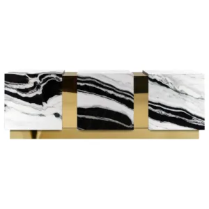 Mamaro White Black Marble Brass Credenza - Avant Garde Furniture - Designer Furniture Store & Luxury Home Decor