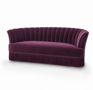 Seville Aubergine Velvet Fringe Sofa