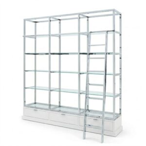 Bibliotheque White Ash Chrome Etagere