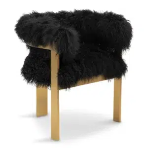 Kingston Black Mongolian Fur Brushed Brass Chair - Avant Garde Furniture - Designer Furniture Store & Luxury Home Decor
