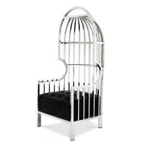 Bora Black Velvet Chrome Birdcage Armchair - Avant Garde Furniture - Designer Furniture Store & Luxury Home Decor