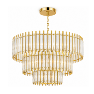 Saxon Crystal Brass Large Chandelier