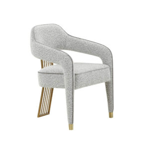 Capitonne Grey Boucle Brass Chair - Avant Garde Furniture - Designer Furniture Store & Luxury Home Decor