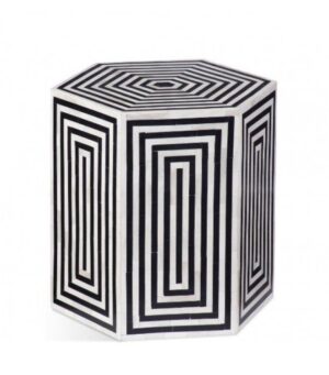 India Geometric Black White Bone Side Table - Avant Garde Furniture - Designer Furniture Store & Luxury Home Decor